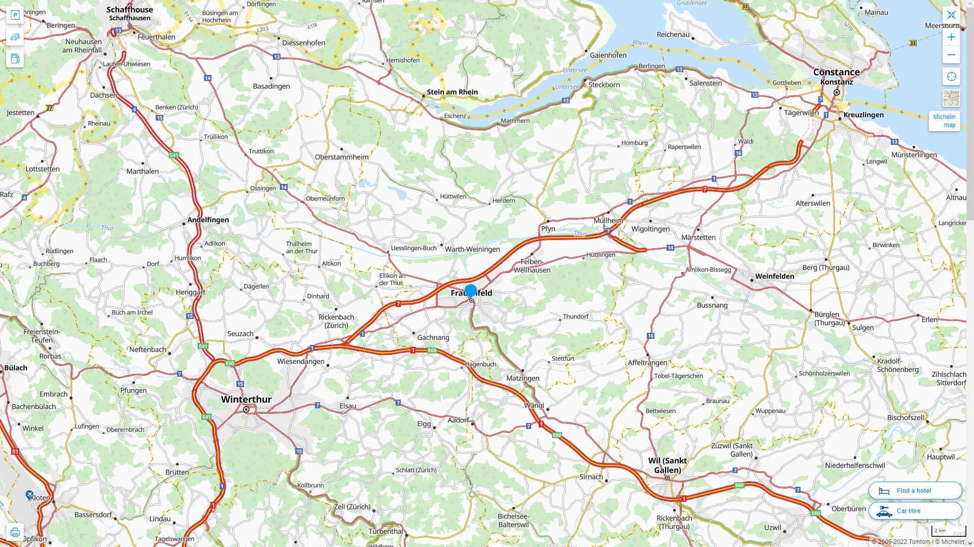 Frauenfeld Highway and Road Map